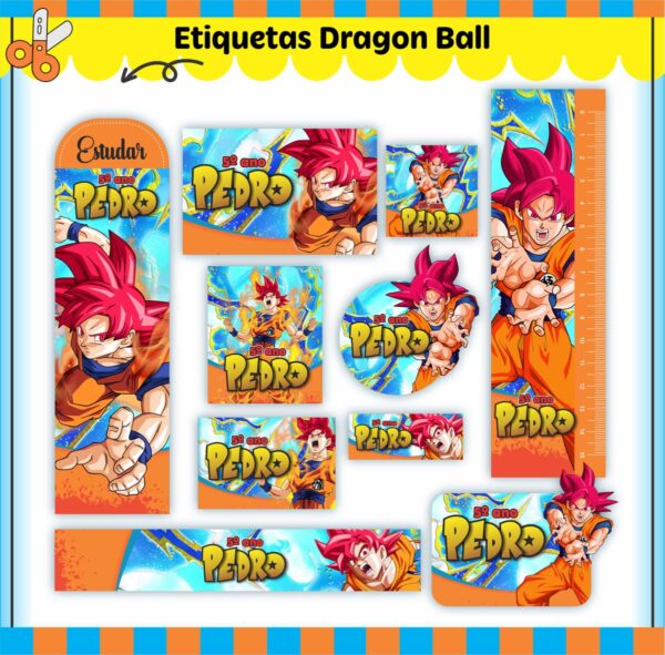 Arquivo Digital Etiquetas Escolares Dragon Ball