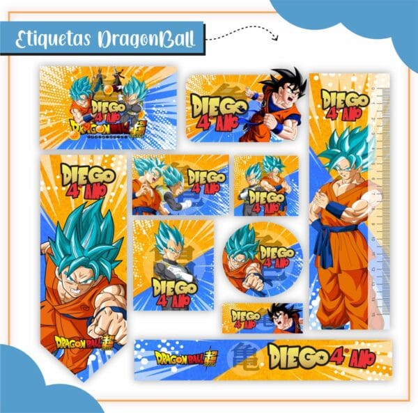 Arquivo Digital Etiquetas Escolares Dragon Ball Z
