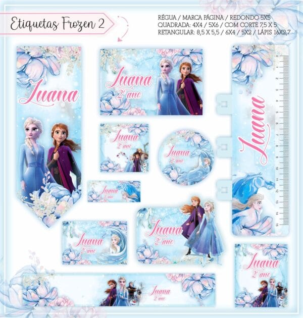 Arquivo Digital Etiquetas Escolares Frozen 2