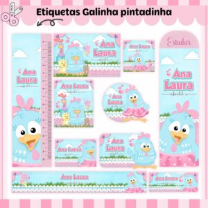 Arquivo Digital Etiquetas Escolares Galinha Pintadinha Menina
