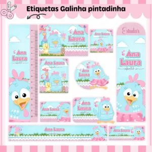 Arquivo Digital Etiquetas Escolares Galinha Pintadinha Menina
