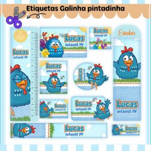 Arquivo Digital Etiquetas Escolares Galinha Pintadinha Menino