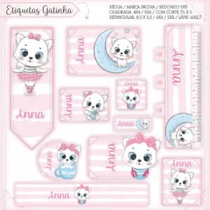 Arquivo Digital Etiquetas Escolares Gatinha 10 Arquivo Digital Etiquetas Escolares Gatinha