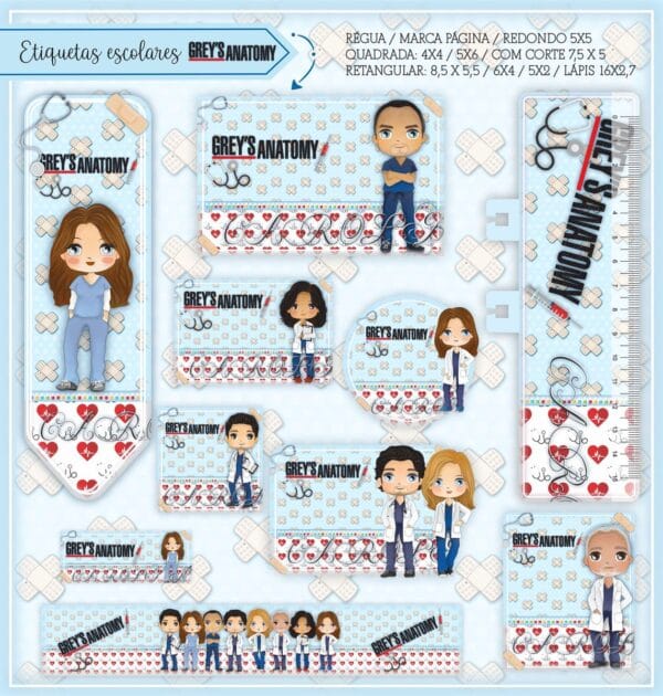 Arquivo Digital Etiquetas Escolares Grey's Anatomy