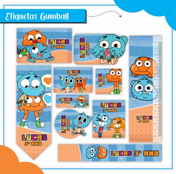 Arquivo Digital Etiquetas Escolares Gumball