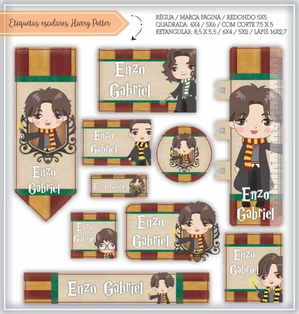 Arquivo Digital Etiquetas Escolares Harry Potter