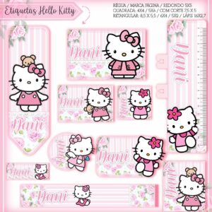 Arquivo Digital Etiquetas Escolares Hello Kitty