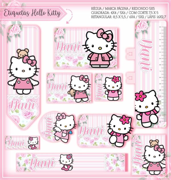 Arquivo Digital Etiquetas Escolares Hello Kitty