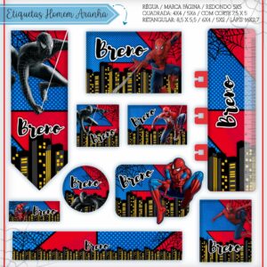 Arquivo Digital Etiquetas Escolares Homem Aranha 3