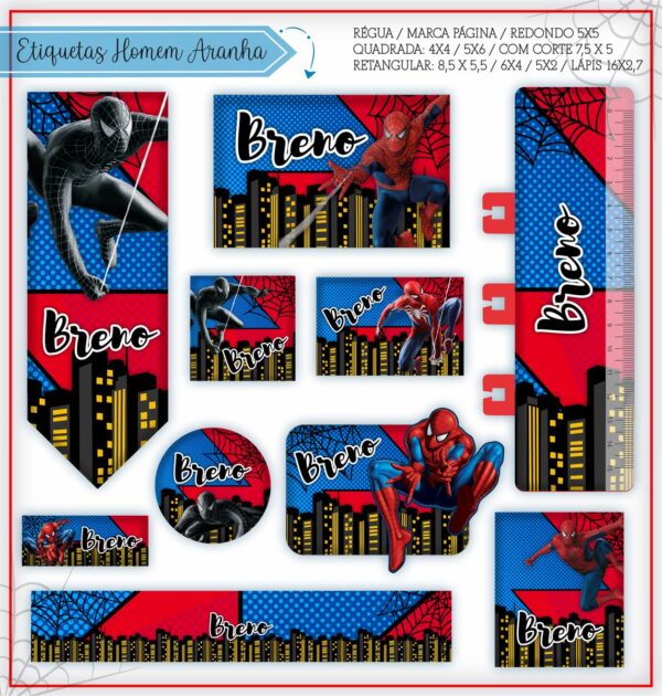 Arquivo Digital Etiquetas Escolares Homem Aranha 3