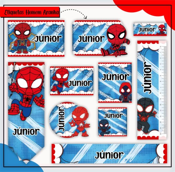 Arquivo Digital Etiquetas Escolares Homem Aranha