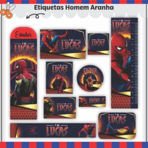 Arquivo Digital Etiquetas Escolares Homem Aranha V2