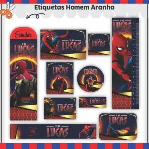 Arquivo Digital Etiquetas Escolares Homem Aranha V2