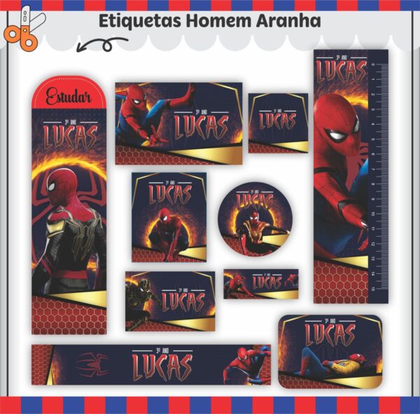 Arquivo Digital Etiquetas Escolares Homem Aranha V2