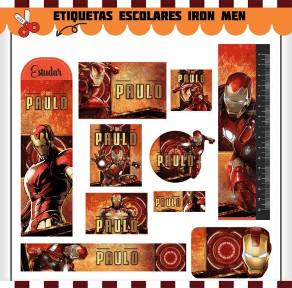 Arquivo Digital Etiquetas Escolares Homem de Ferro