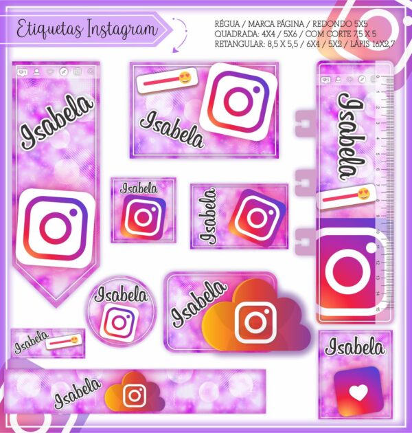 Arquivo Digital Etiquetas Escolares Instagram