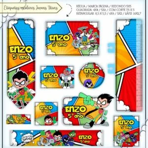 Arquivo Digital Etiquetas Escolares Jovens Titãs