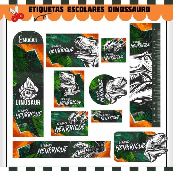 Arquivo Digital Etiquetas Escolares Jurassic