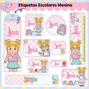 Arquivo Digital Etiquetas Escolares Kit Aluninhas