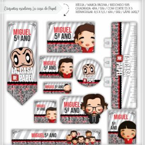 Arquivo Digital Etiquetas Escolares La Casa de Papel