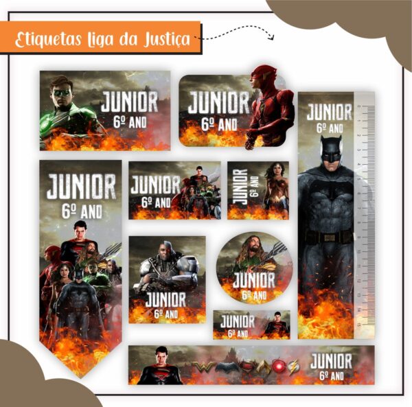 Arquivo Digital Etiquetas Escolares Liga da Justiça