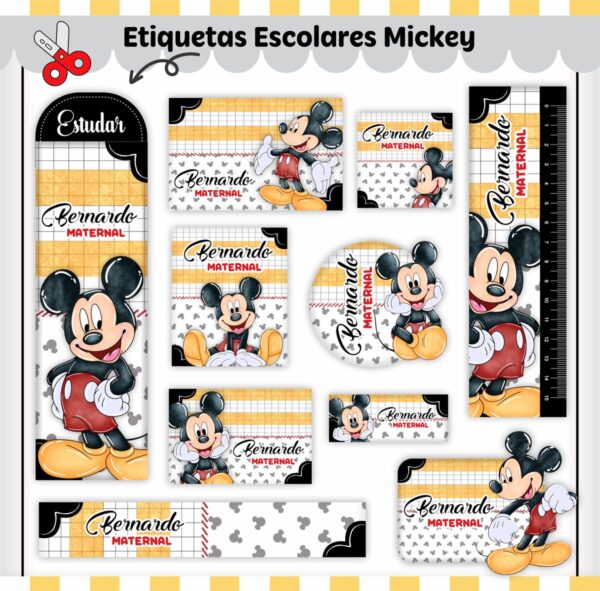 Arquivo Digital Etiquetas Escolares Mickey V2