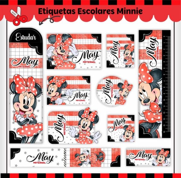 Arquivo Digital Etiquetas Escolares Minnie