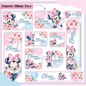 Arquivo Digital Etiquetas Escolares Minnie Rosa