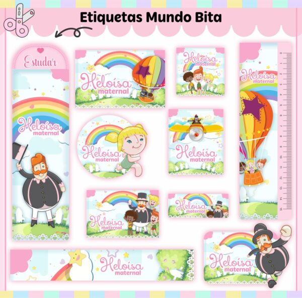 Arquivo Digital Etiquetas Escolares Mundo Bita Menina