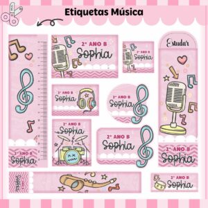 Arquivo Digital Etiquetas Escolares Música Menina