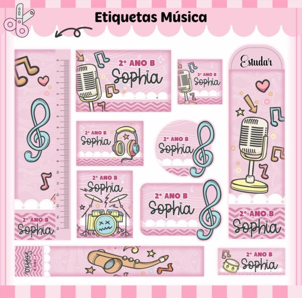 Arquivo Digital Etiquetas Escolares Música Menina