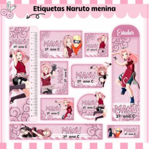Arquivo Digital Etiquetas Escolares Naruto Menina