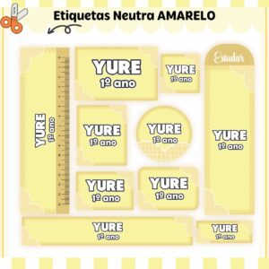 Arquivo Digital Etiquetas Escolares Neutro Amarelo