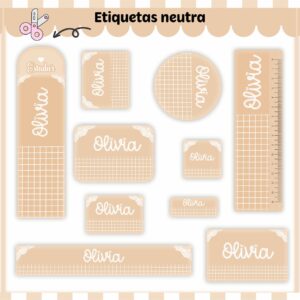 Arquivo Digital Etiquetas Escolares Neutro Bege