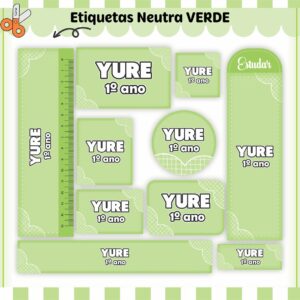 Arquivo Digital Etiquetas Escolares Neutro Verde