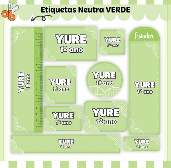 Arquivo Digital Etiquetas Escolares Neutro Verde