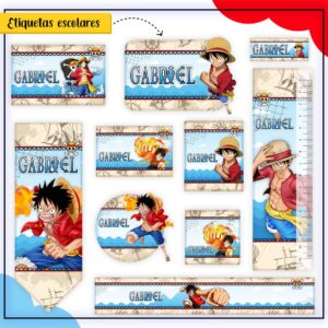 Arquivo Digital Etiquetas Escolares One Piece