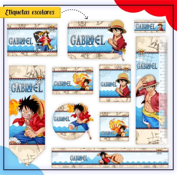 Arquivo Digital Etiquetas Escolares One Piece