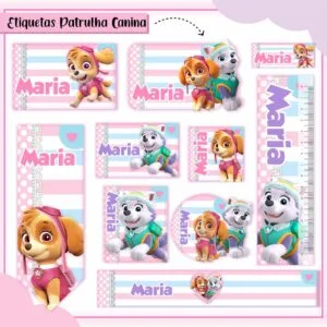 Arquivo Digital Etiquetas Escolares Patrulha Canina Menina 19 Arquivo Digital Etiquetas Escolares Patrulha Canina Menina