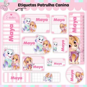 Arquivo Digital Etiquetas Escolares Patrulha Canina Menina V2