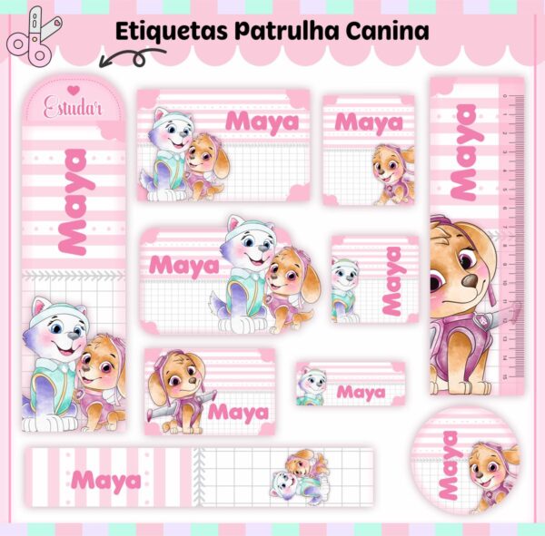 Arquivo Digital Etiquetas Escolares Patrulha Canina Menina V2