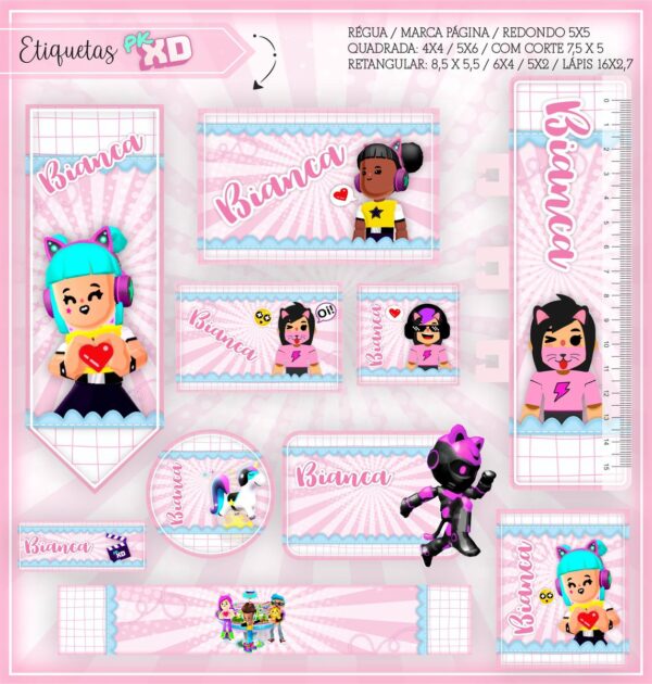 Arquivo Digital Etiquetas Escolares PK XD Menina