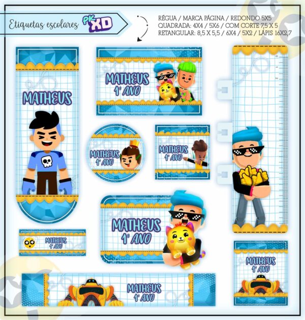 Arquivo Digital Etiquetas Escolares PK XD Menino