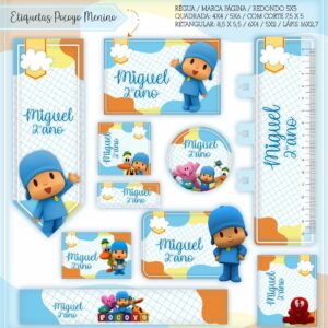 Arquivo Digital Etiquetas Escolares Pocoyo Menino
