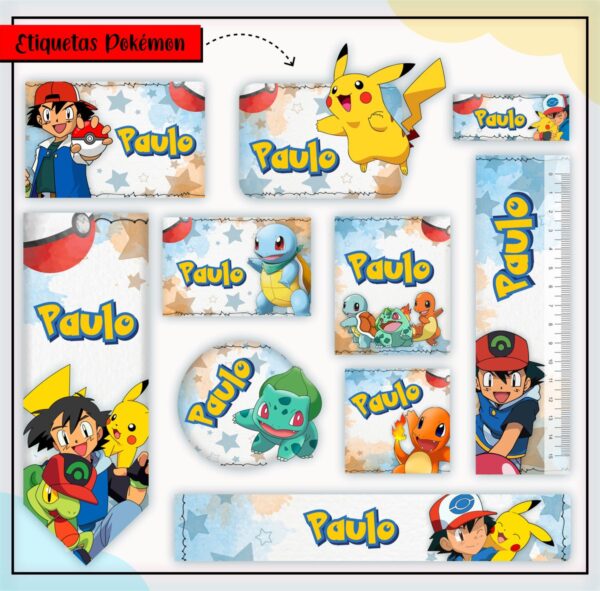 Arquivo Digital Etiquetas Escolares Pokémon