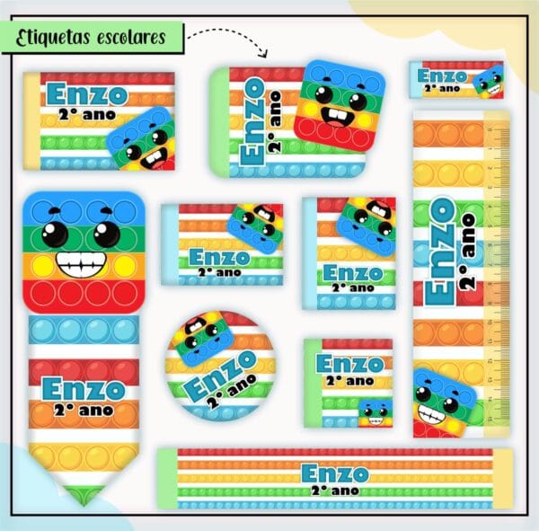 Arquivo Digital Etiquetas Escolares Pop lt Menino