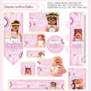 Arquivo Digital Etiquetas Escolares Roblox Menina
