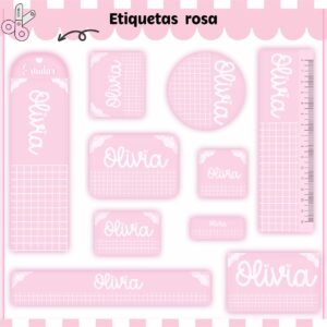 Arquivo Digital Etiquetas Escolares Rosa Neutro
