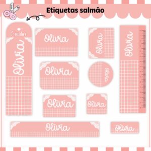 Arquivo Digital Etiquetas Escolares Salmão Neutro