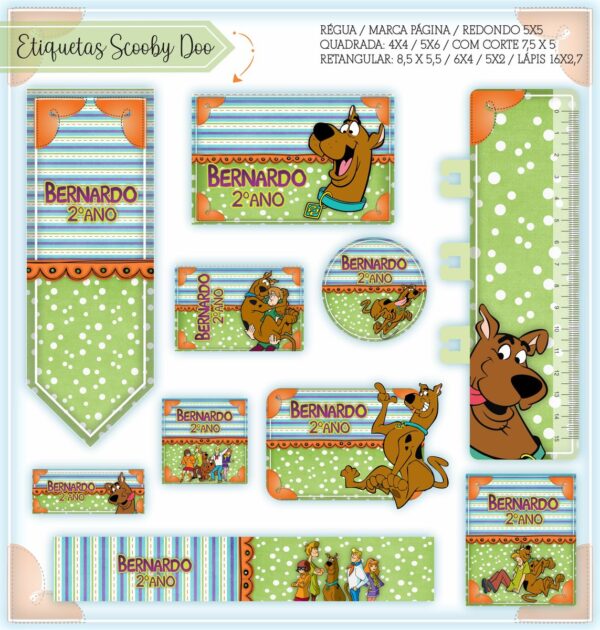 Arquivo Digital Etiquetas Escolares Scooby Doo